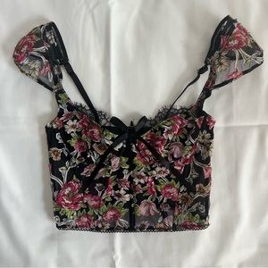 Victoria’s Secret Black Floral Corset Top